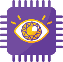 Modern ai chip icon with circuitry and data flow