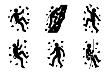 Climbing and adventure sport silhouette icons ,rock climbing