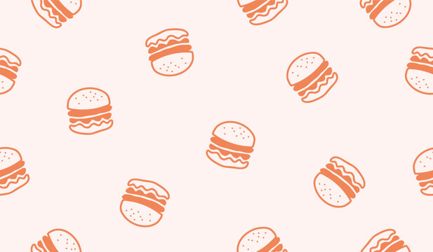 Cute burger pattern background vector design