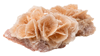 The enchanting allure of a desert rose formation cut out on PNG. AI GENERATED.