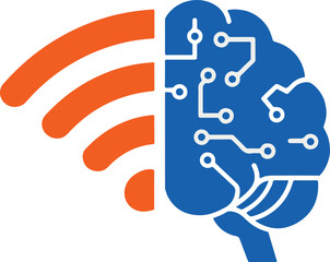 Modern smart connectivity icon with network and data elements