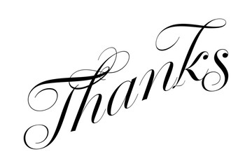 Thanks - 手書き風の筆記体で書いた「Thanks（ありがとう）」の文字（カリグラフィー）
