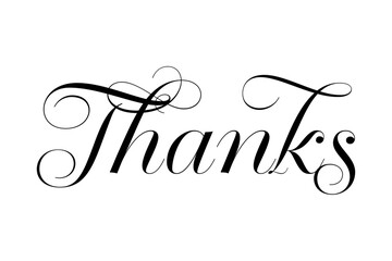 Thanks - 手書き風の筆記体で書いた「Thanks（ありがとう）」の文字（カリグラフィー）
