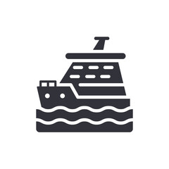 Modern Vessel Icon On Water Shipping Navigation Design
