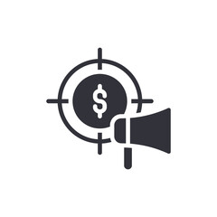 Financial Goal Advertisement Bullseye With Loudspeaker