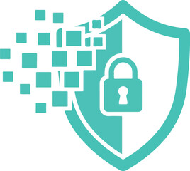 Digital security shield icon with data protection elements