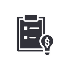 Financial Plan Checklist With Lightbulb And Dollar Sign Icon