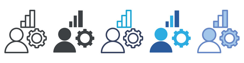 Management icon set multiple style collection