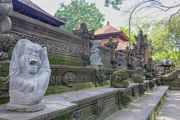 Obraz premium Ubud’s Sacred Monkey Forest. Bali Photography in Lush Jungle. Indonesia. 4k Resolution. Balinese Ancient Temple. Sacred Monkey Forest Sanctuary