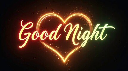 A vibrant and elegant 3d text design of the phrase "good night" in a glowing script-style font