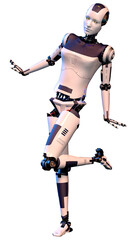 3D Rendering Female Robot on White