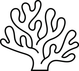 Simple black and white line drawing of a branching coral
