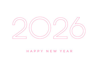 Fototapeta premium 2026 new year. PNG. Transparent white background, overlay, isolated PNG, pink text, minimal 
