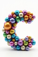 Letter C made of colorful Rainbow balloons, designs pieces alphabet (Letter C). 3d illustration