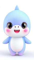 Obraz premium Adorable Cartoon Baby Shark Character 3D Render