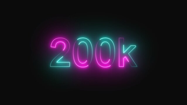 Neon sign 200k followers celebration achievement social media milestone