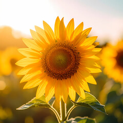 Obraz premium Vibrant sunflower blooming in sunlight against transparent background