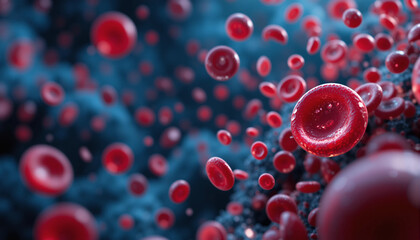 Detailed Microscopic View of Human Blood Cells
