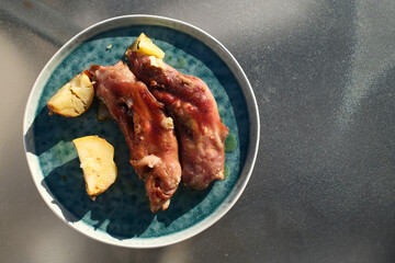 cooked pig's feet as gourmet food
