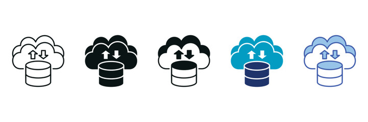 Cloud Computing Icon Set Consisting of Multiple Styles Vector Illustration