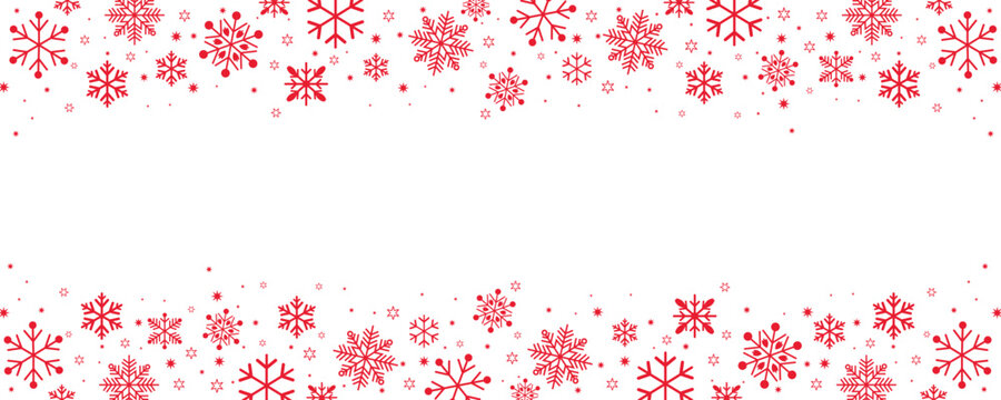 white winter background with pink snowflake borders on top and bottom. Ideal for seasonal greeting cards, festive banners, invitations, and holiday-themed graphic design projects.