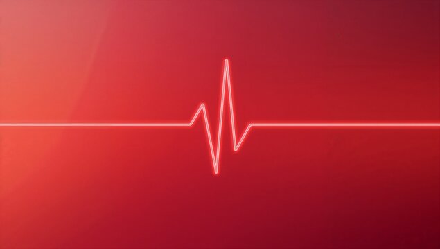 Displaying white ECG heartbeat waveform pulsing on red gradient backdrop, with circular highlight - Powered by Adobe