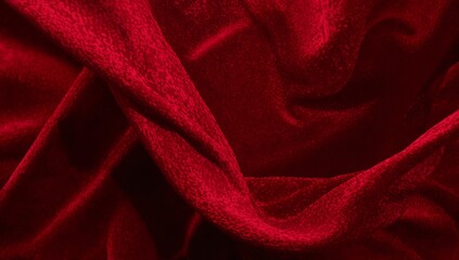 Obraz premium Displaying deep red velvet fabric draping on surface, highlighting subtle sheen, plush pile texture