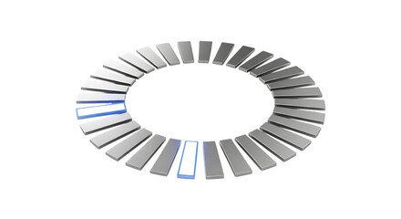 Circular progress bar with illuminated segments on black background