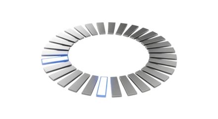 Circular progress bar with illuminated segments on black background