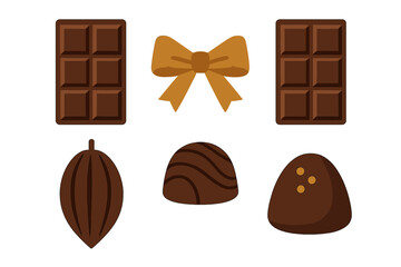 Dark chocolate bars, gourmet truffles, cocoa pod, and golden decorative bow arrangement