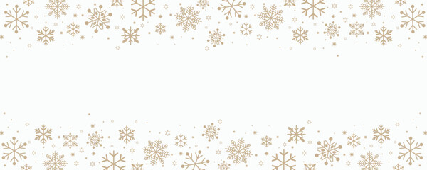 white winter background with cream colour snowflake borders on top and bottom. Ideal for seasonal greeting cards, festive banners, invitations, and holiday-themed graphic design projects.