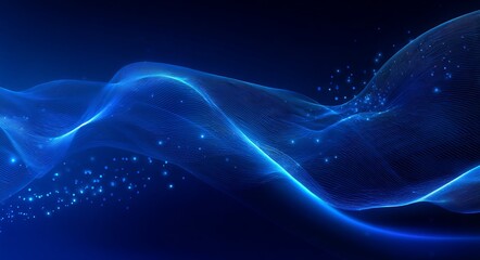 abstract blue background with wavy lines and glowing light effects vector illustration. digital art design for banner poster  or presentation. high resolution.