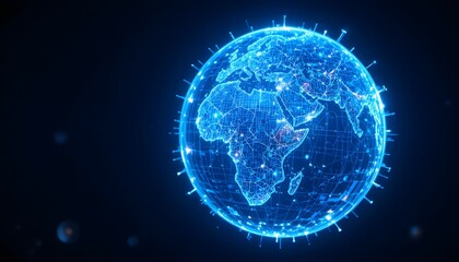 Futuristic Holographic Earth with Glowing Data Connections