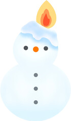 귀여운 눈사람 모양의 크리스마스 양초 일러스트