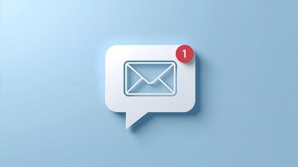 a modern and minimalist email notification icon, featuring a speech bubble with an envelope icon and a number notification