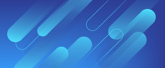 Abstract blue background with diagonal lines. Dynamic shapes composition.