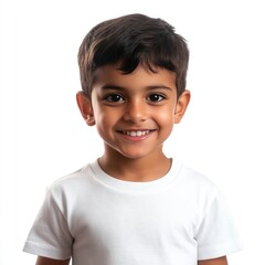 cute little boy smiling wearing white t shirt