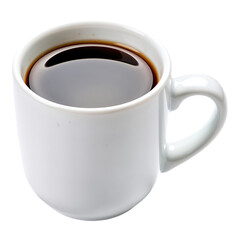 White ceramic mug filled with black coffee isolated