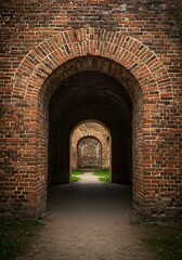 Fototapeta premium Brick Arches Tunnel - A Journey Through Time and Architecture.