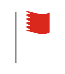 Vector illustration of the Bahrain flag waving on a flagpole, isolated on white background. Perfect for design, educational, and patriotic projects