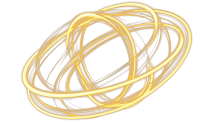Neon golden light twisted into rings PNG transparent overlay