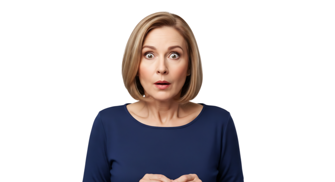 An older woman is shocked and surprised by something that she just heard, she has a very shocked look on her face.