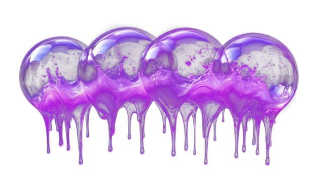 Purple gradient bubble PNG with radiant glow and dripped texture
