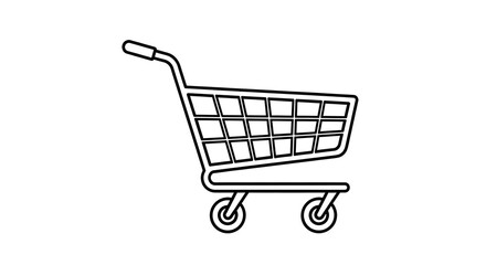 Simple shopping cart outline isolated on white background, retail and commerce