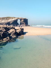 Sunny day at As Catedrais Beach, Lugo, Galicia, Spain. A bright sunny day in northern Spain.