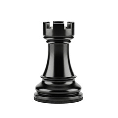 Black Chess Rook Piece isolated on a transparent background