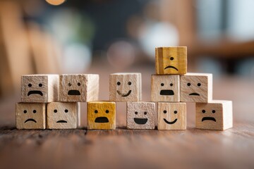 Business Feedback and Emotion Concept With Wooden Cubes