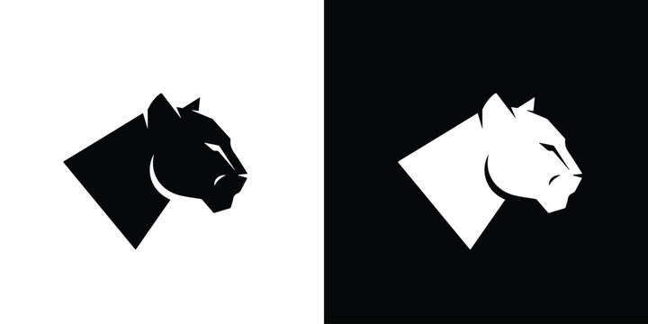 Minimalist Black Panther Profile Logo