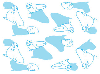 Seal Elephant Leopard Pup Cute Minimal Cartoon Character Seamless Wallpaper Background