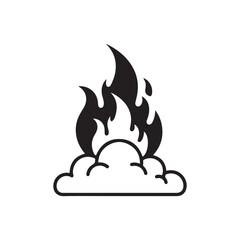 Vector art of stylized black icon of fire and smoke